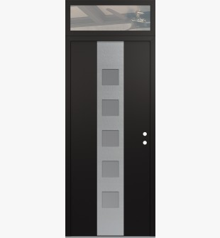 DIAMOND A13 36" X 96" BLACK/WHITE FROSTED GLASS PANEL STAINLESS STEEL LHI WITH TRANSOM CLEAR GLASS