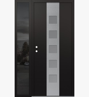 DIAMOND A13 52" X 80" BLACK/WHITE FROSTED GLASS PANEL STAINLESS STEEL RHI WITH SIDELITE MIRRORED GLASS