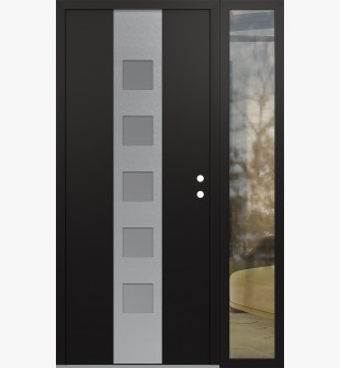 DIAMOND A13 52" X 80" BLACK/WHITE FROSTED GLASS PANEL STAINLESS STEEL LHI WITH SIDELITE CLEAR GLASS