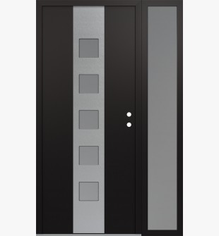 DIAMOND A13 52" X 80" BLACK/WHITE FROSTED GLASS PANEL STAINLESS STEEL LHI WITH SIDELITE FROSTED GLASS