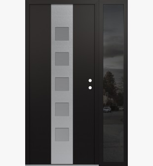 DIAMOND A13 48" X 80" BLACK/WHITE FROSTED GLASS PANEL STAINLESS STEEL LHI WITH SIDELITE MIRRORED GLASS