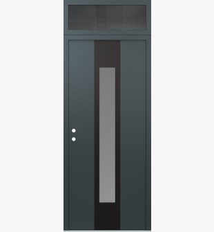 DIAMOND A1 36" X 96" ANTHRACITE/ANTHRACITE FROSTED GLASS PANEL BLACK RHI WITH TRANSOM MIRRORED GLASS