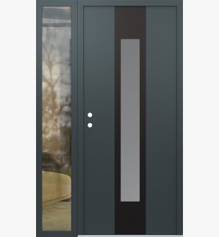 DIAMOND A1 52" X 80" ANTHRACITE/ANTHRACITE FROSTED GLASS PANEL BLACK RHI WITH SIDELITE CLEAR GLASS