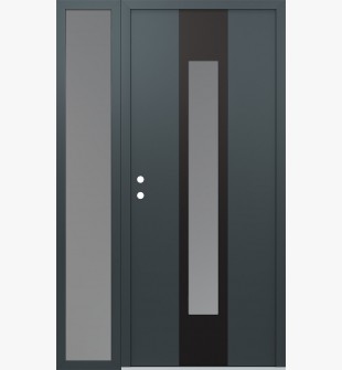 DIAMOND A1 50" X 80" ANTHRACITE/ANTHRACITE FROSTED GLASS PANEL BLACK RHI WITH SIDELITE FROSTED GLASS