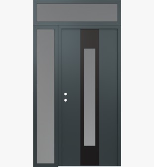 DIAMOND A1 48" X 96" ANTHRACITE/ANTHRACITE FROSTED GLASS PANEL BLACK RHI WITH SIDELITE AND TRANSOM FROSTED GLASS