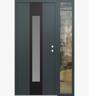 DIAMOND A1 50" X 80" ANTHRACITE/ANTHRACITE FROSTED GLASS PANEL BLACK LHI WITH SIDELITE CLEAR GLASS