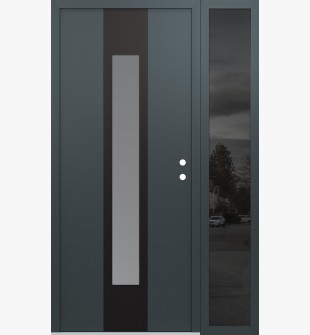 DIAMOND A1 50" X 80" ANTHRACITE/ANTHRACITE FROSTED GLASS PANEL BLACK LHI WITH SIDELITE MIRRORED GLASS
