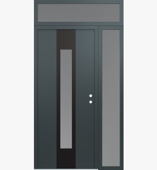 DIAMOND A1 52" X 96" ANTHRACITE/ANTHRACITE FROSTED GLASS PANEL BLACK LHI WITH SIDELITE AND TRANSOM FROSTED GLASS