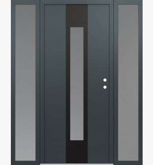 DIAMOND A1 64" X 80" ANTHRACITE/ANTHRACITE FROSTED GLASS PANEL BLACK LHI WITH 2 SIDELITES FROSTED GLASS