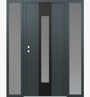 DIAMOND A1 68" X 80" ANTHRACITE/ANTHRACITE FROSTED GLASS PANEL BLACK RHI WITH 2 SIDELITES FROSTED GLASS