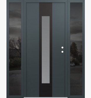 DIAMOND A1 64" X 80" ANTHRACITE/ANTHRACITE FROSTED GLASS PANEL BLACK LHI WITH 2 SIDELITES MIRRORED GLASS