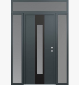 DIAMOND A1 64" X 96" ANTHRACITE/ANTHRACITE FROSTED GLASS PANEL BLACK LHI WITH 2 SIDELITES AND TRANSOM FROSTED GLASS