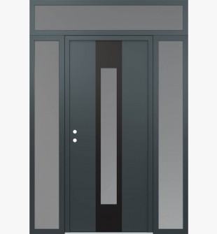 DIAMOND A1 64" X 96" ANTHRACITE/ANTHRACITE FROSTED GLASS PANEL BLACK RHI WITH 2 SIDELITES AND TRANSOM FROSTED GLASS