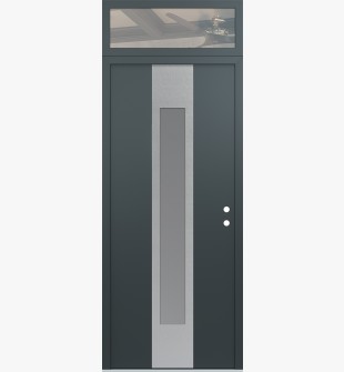 DIAMOND A1 36" X 96" ANTHRACITE/ANTHRACITE FROSTED GLASS PANEL STAINLESS STEEL LHI WITH TRANSOM CLEAR GLASS