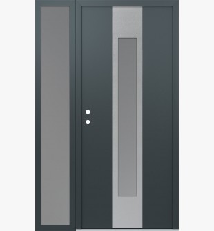 DIAMOND A1 52" X 80" ANTHRACITE/ANTHRACITE FROSTED GLASS PANEL STAINLESS STEEL RHI WITH SIDELITE FROSTED GLASS