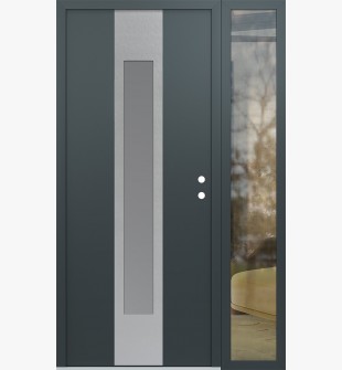 DIAMOND A1 48" X 80" ANTHRACITE/ANTHRACITE FROSTED GLASS PANEL STAINLESS STEEL LHI WITH SIDELITE CLEAR GLASS