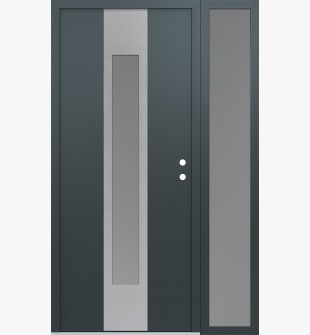 DIAMOND A1 52" X 80" ANTHRACITE/ANTHRACITE FROSTED GLASS PANEL STAINLESS STEEL LHI WITH SIDELITE FROSTED GLASS