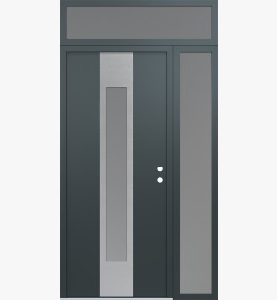 DIAMOND A1 50" X 96" ANTHRACITE/ANTHRACITE FROSTED GLASS PANEL STAINLESS STEEL LHI WITH SIDELITE AND TRANSOM FROSTED GLASS