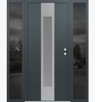 DIAMOND A1 68" X 80" ANTHRACITE/ANTHRACITE FROSTED GLASS PANEL STAINLESS STEEL LHI WITH 2 SIDELITES MIRRORED GLASS