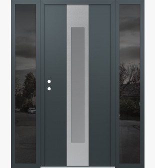 DIAMOND A1 68" X 80" ANTHRACITE/ANTHRACITE FROSTED GLASS PANEL STAINLESS STEEL RHI WITH 2 SIDELITES MIRRORED GLASS