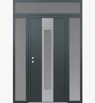 DIAMOND A1 60" X 96" ANTHRACITE/ANTHRACITE FROSTED GLASS PANEL STAINLESS STEEL RHI WITH 2 SIDELITES AND TRANSOM FROSTED GLASS