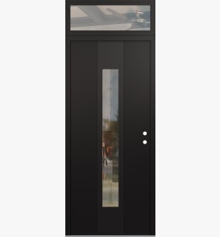 DIAMOND A1 36" X 96" BLACK/BLACK CLEAR GLASS PANEL BLACK LHI WITH TRANSOM CLEAR GLASS