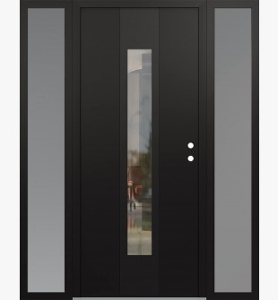 DIAMOND A1 68" X 80" BLACK/BLACK CLEAR GLASS PANEL BLACK LHI WITH 2 SIDELITES FROSTED GLASS