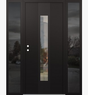 DIAMOND A1 60" X 80" BLACK/BLACK CLEAR GLASS PANEL BLACK RHI WITH 2 SIDELITES MIRRORED GLASS