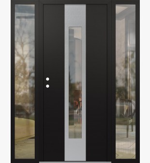 DIAMOND A1 60" X 80" BLACK/BLACK CLEAR GLASS PANEL STAINLESS STEEL RHI WITH 2 SIDELITES CLEAR GLASS