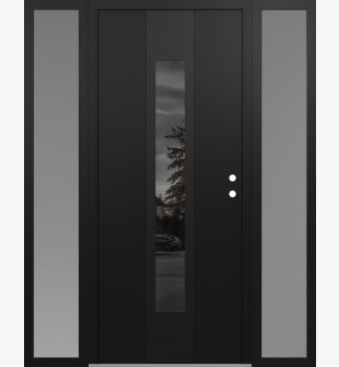 DIAMOND A1 60" X 80" BLACK/BLACK MIRRORED GLASS PANEL BLACK LHI WITH 2 SIDELITES FROSTED GLASS