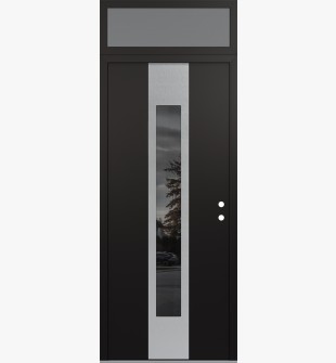 DIAMOND A1 36" X 96" BLACK/BLACK MIRRORED GLASS PANEL STAINLESS STEEL LHI WITH TRANSOM FROSTED GLASS