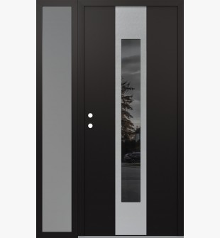 DIAMOND A1 48" X 80" BLACK/BLACK MIRRORED GLASS PANEL STAINLESS STEEL RHI WITH SIDELITE FROSTED GLASS