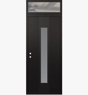 DIAMOND A1 36" X 96" BLACK/WHITE FROSTED GLASS PANEL BLACK RHI WITH TRANSOM CLEAR GLASS