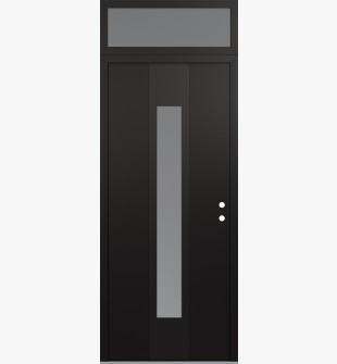 DIAMOND A1 36" X 96" BLACK/WHITE FROSTED GLASS PANEL BLACK LHI WITH TRANSOM FROSTED GLASS