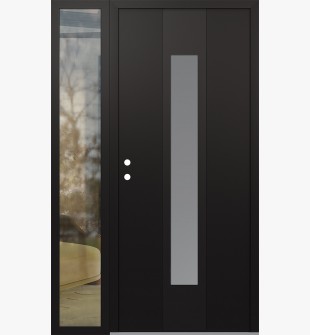 DIAMOND A1 48" X 80" BLACK/WHITE FROSTED GLASS PANEL BLACK RHI WITH SIDELITE CLEAR GLASS