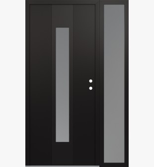 DIAMOND A1 50" X 80" BLACK/WHITE FROSTED GLASS PANEL BLACK LHI WITH SIDELITE FROSTED GLASS