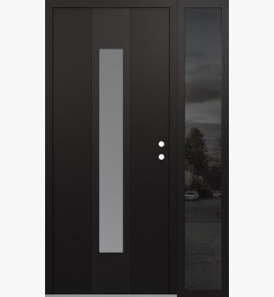 DIAMOND A1 48" X 80" BLACK/WHITE FROSTED GLASS PANEL BLACK LHI WITH SIDELITE MIRRORED GLASS