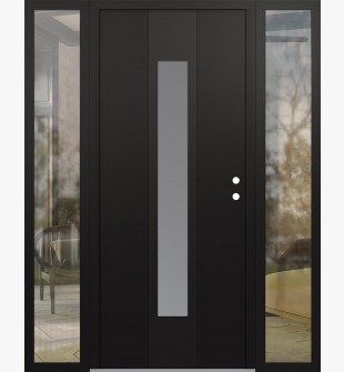 DIAMOND A1 60" X 80" BLACK/WHITE FROSTED GLASS PANEL BLACK LHI WITH 2 SIDELITES CLEAR GLASS