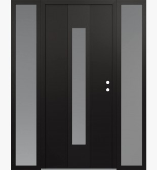 DIAMOND A1 60" X 80" BLACK/WHITE FROSTED GLASS PANEL BLACK LHI WITH 2 SIDELITES FROSTED GLASS