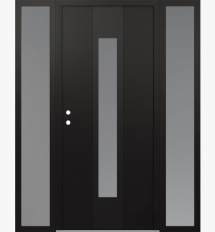 DIAMOND A1 68" X 80" BLACK/WHITE FROSTED GLASS PANEL BLACK RHI WITH 2 SIDELITES FROSTED GLASS