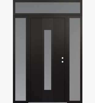 DIAMOND A1 60" X 96" BLACK/WHITE FROSTED GLASS PANEL BLACK LHI WITH 2 SIDELITES AND TRANSOM FROSTED GLASS