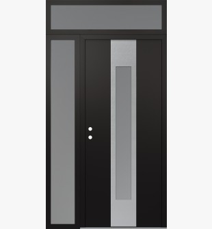 DIAMOND A1 50" X 96" BLACK/WHITE FROSTED GLASS PANEL STAINLESS STEEL RHI WITH SIDELITE AND TRANSOM FROSTED GLASS