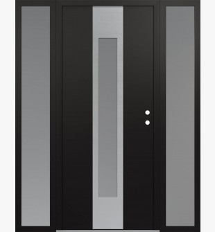 DIAMOND A1 60" X 80" BLACK/WHITE FROSTED GLASS PANEL STAINLESS STEEL LHI WITH 2 SIDELITES FROSTED GLASS