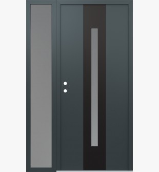 DIAMOND A2 50" X 80" ANTHRACITE/ANTHRACITE FROSTED GLASS PANEL BLACK RHI WITH SIDELITE FROSTED GLASS