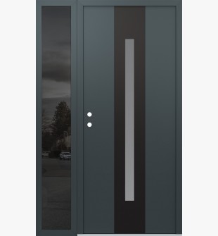 DIAMOND A2 52" X 80" ANTHRACITE/ANTHRACITE FROSTED GLASS PANEL BLACK RHI WITH SIDELITE MIRRORED GLASS