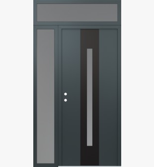 DIAMOND A2 52" X 96" ANTHRACITE/ANTHRACITE FROSTED GLASS PANEL BLACK RHI WITH SIDELITE AND TRANSOM FROSTED GLASS