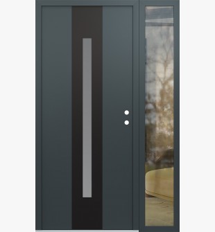 DIAMOND A2 50" X 80" ANTHRACITE/ANTHRACITE FROSTED GLASS PANEL BLACK LHI WITH SIDELITE CLEAR GLASS