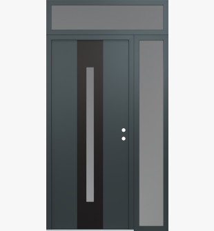 DIAMOND A2 52" X 96" ANTHRACITE/ANTHRACITE FROSTED GLASS PANEL BLACK LHI WITH SIDELITE AND TRANSOM FROSTED GLASS