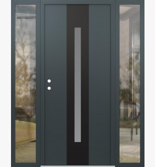 DIAMOND A2 64" X 80" ANTHRACITE/ANTHRACITE FROSTED GLASS PANEL BLACK RHI WITH 2 SIDELITES CLEAR GLASS