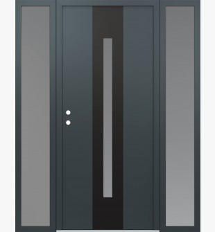 DIAMOND A2 60" X 80" ANTHRACITE/ANTHRACITE FROSTED GLASS PANEL BLACK RHI WITH 2 SIDELITES FROSTED GLASS